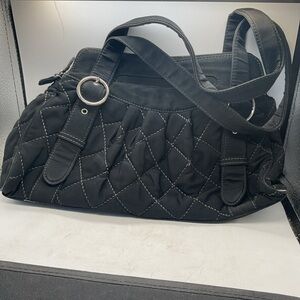 Vera Bradley - Quilted Microfiber Double Handle Bag - Black